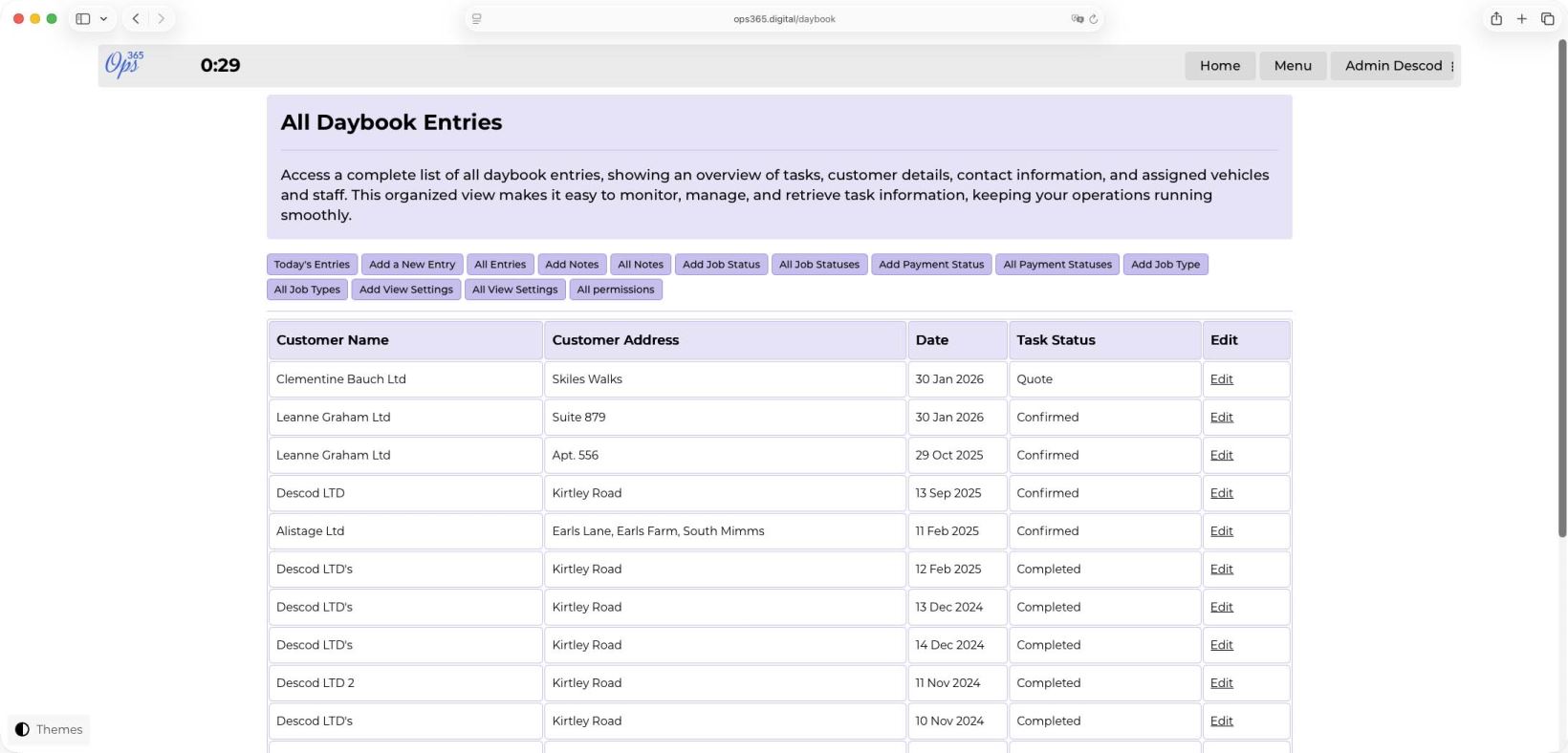 Home for storing all jobs and tasks - Ops365