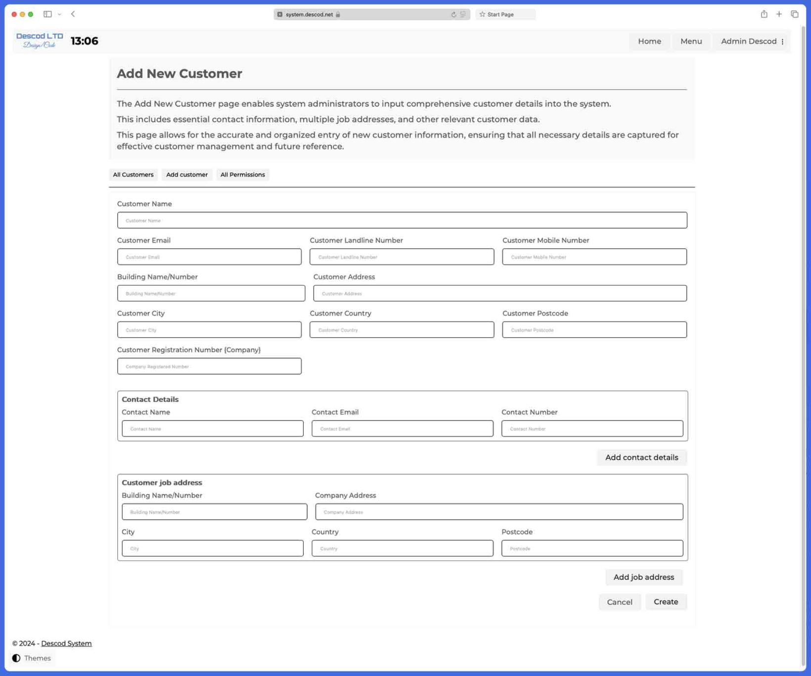 Descod System - Add New Customer