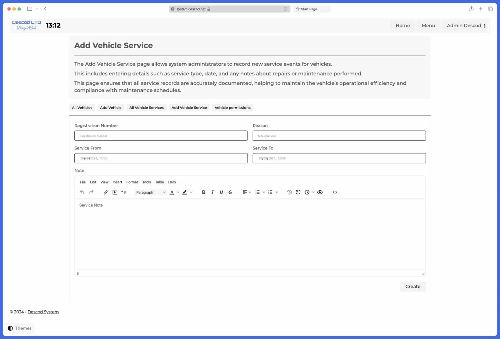 Descod System - Vehicles service application