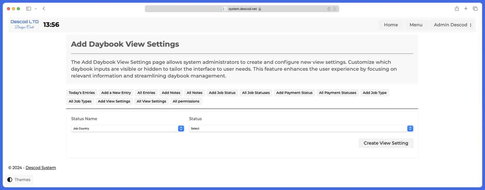 Descod System - Daybook application viewing options