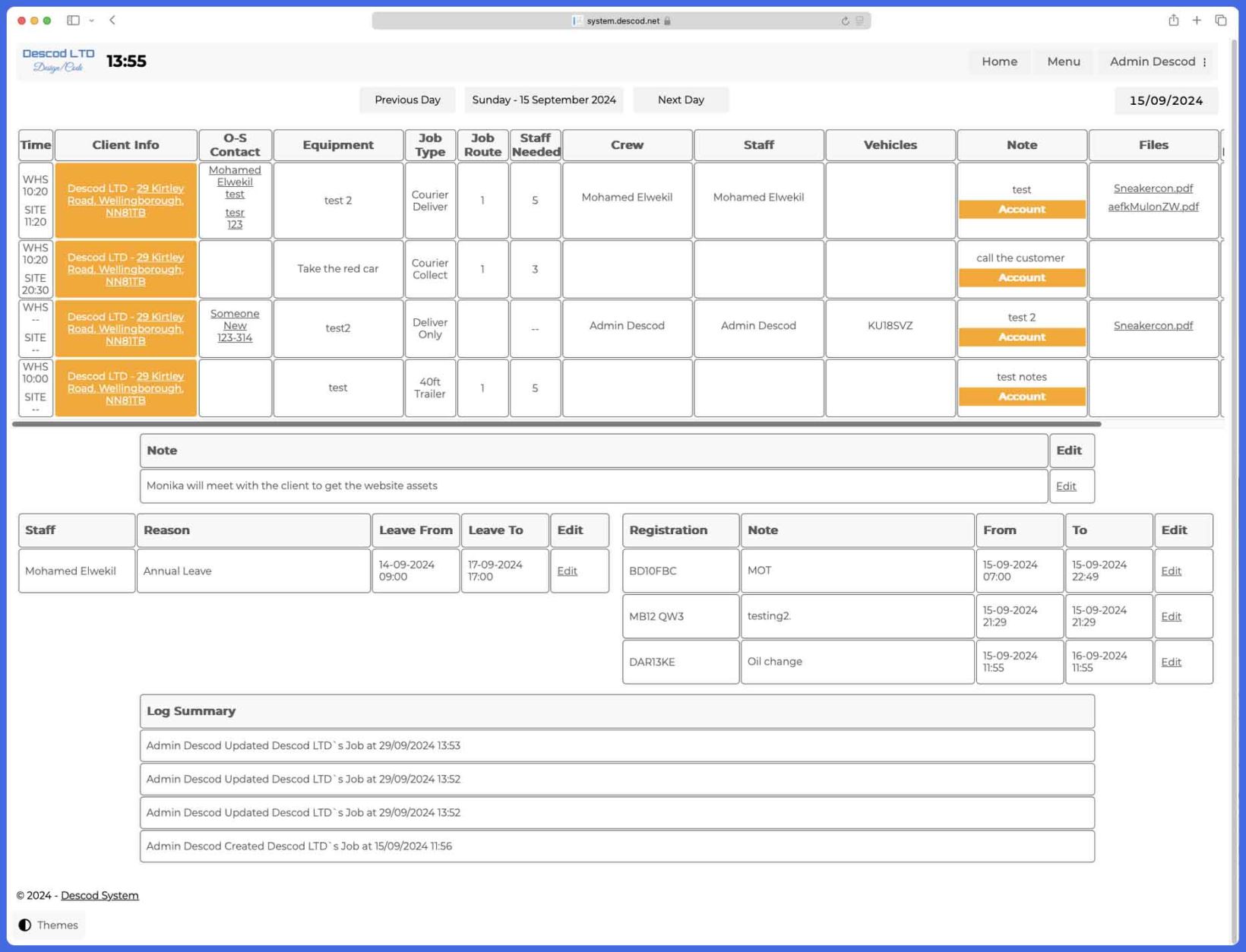 Descod System - Daybook application