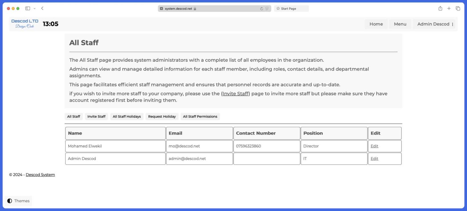 Descod System - Staff Application