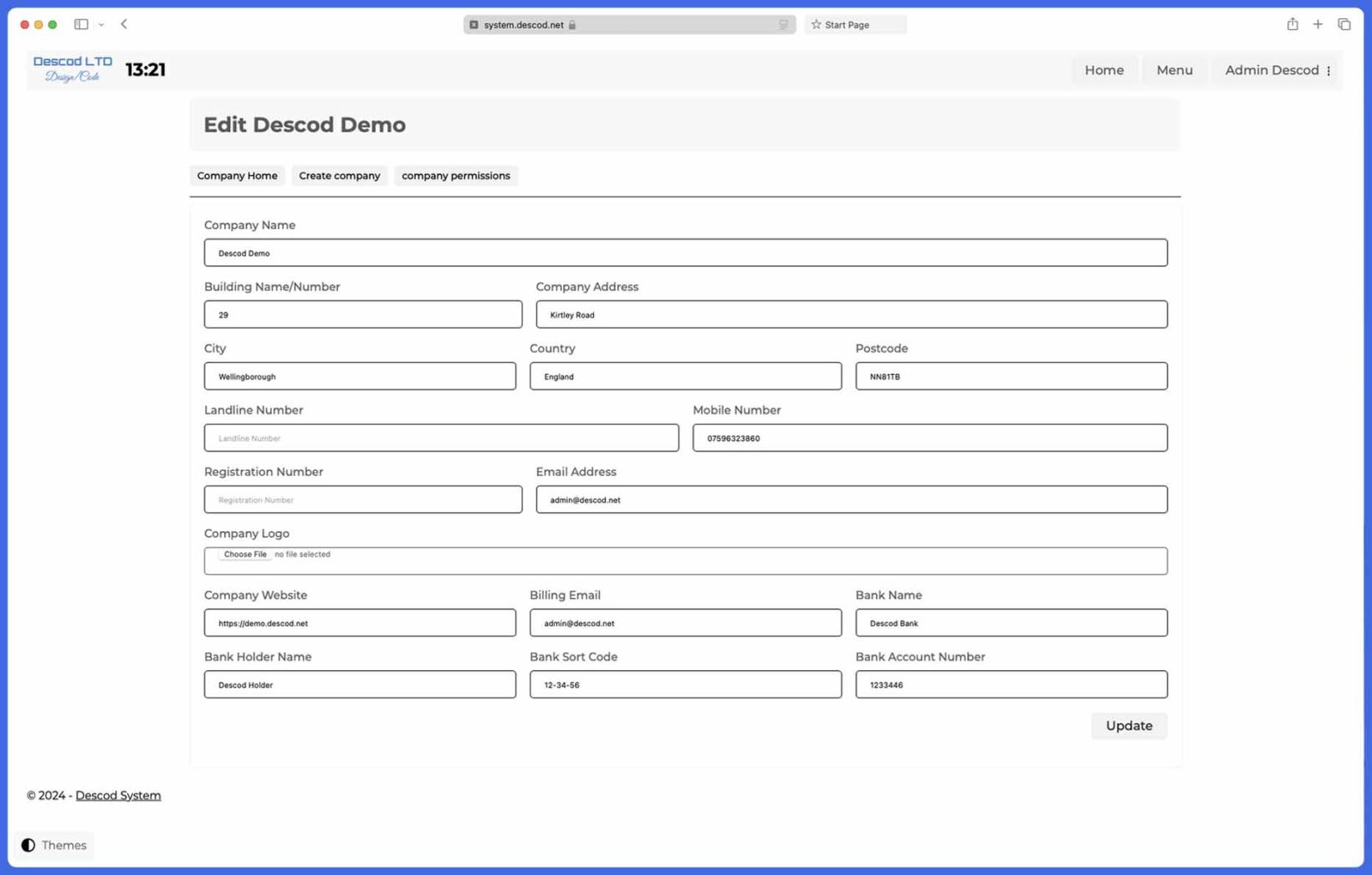 Daybook - Update Company Application